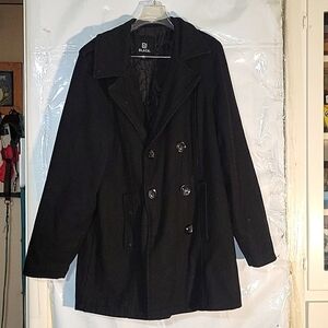 CJ‎ BLACK Unisex Black L Pea Coat Fully Lined Wool Heavy See description